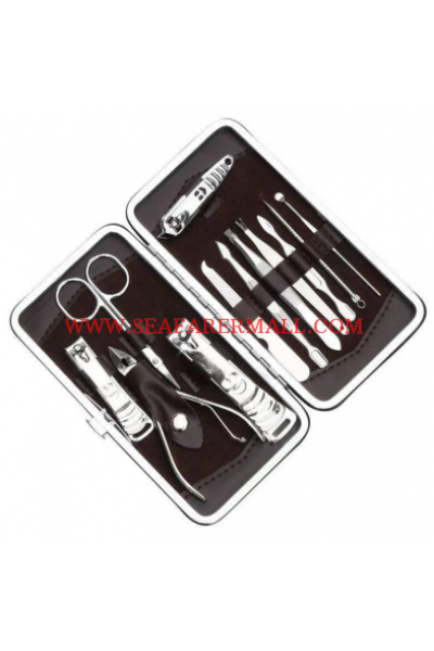 Nail Tools Manicure & Pedicure Set of 12pcs -travel & grooming kit with case