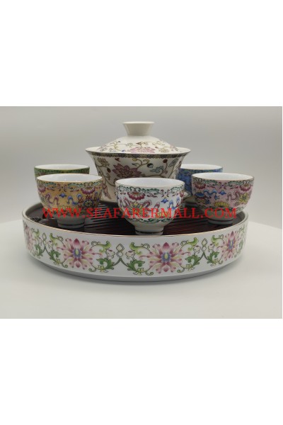 Chinese Porcelain-CP117-SIZE:TEA POT:10*10CM PLATE:20*18CM CUP:6*6CM-1SET